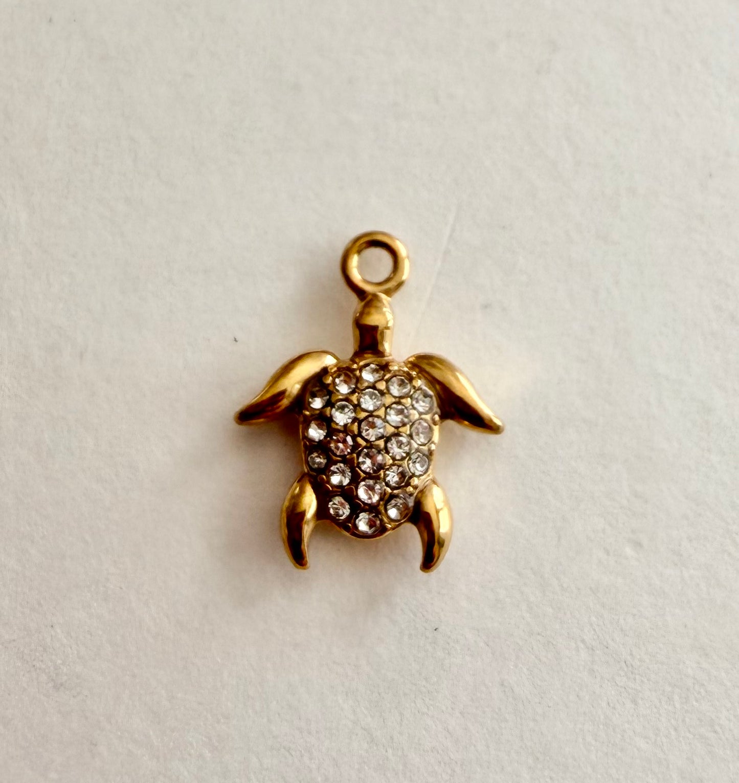Rhinestone Turtle Charm