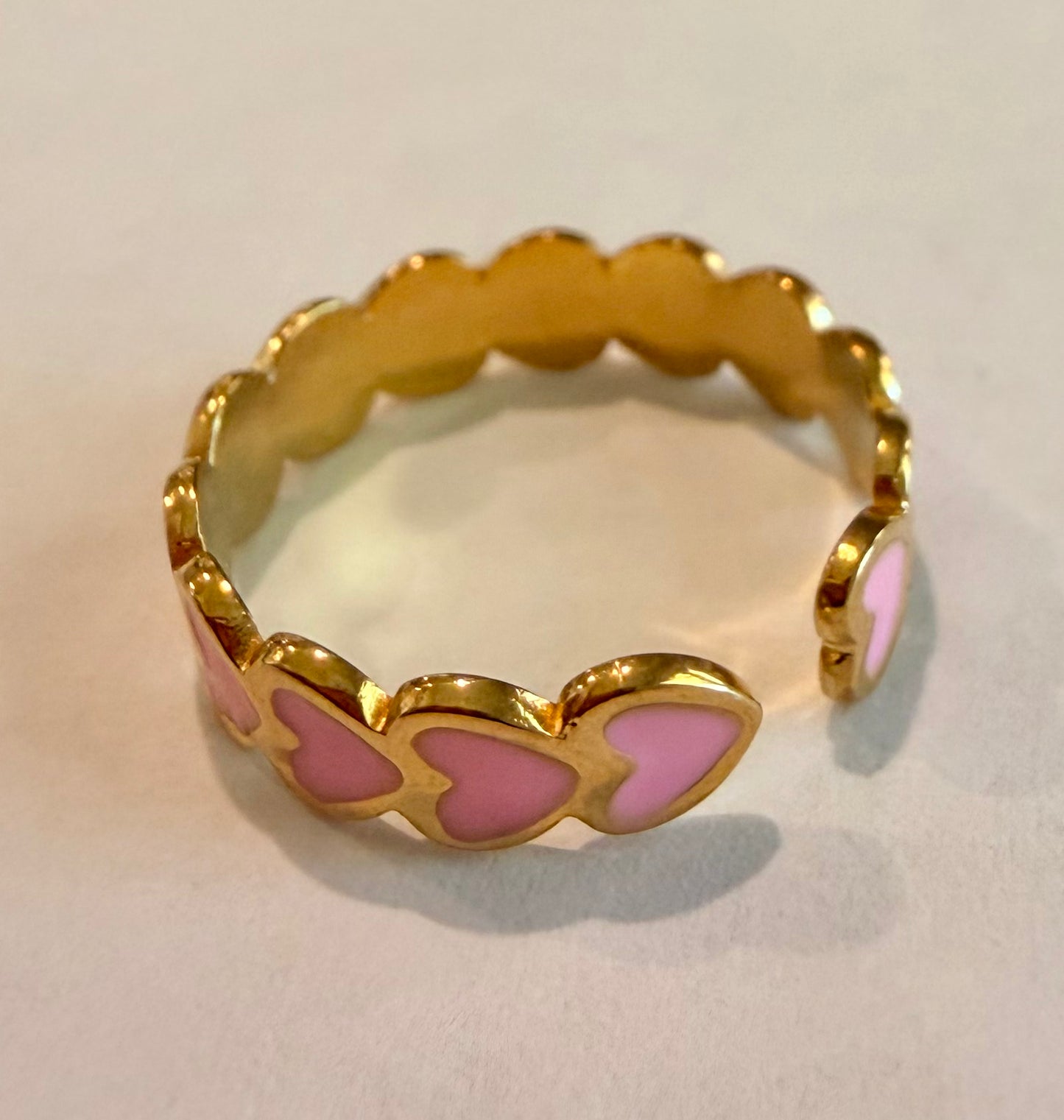Pink Connecting Hearts Ring