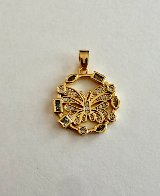 Rainbow Circle Butterfly Charm
