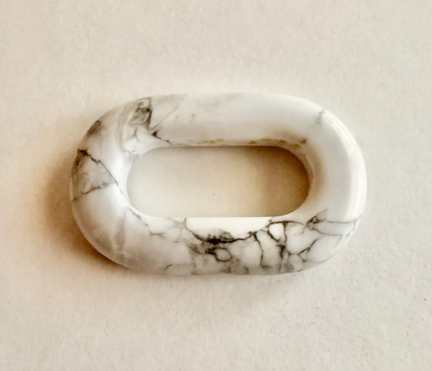 Open Hallow Closed Rectangle Natural Stone Carabiner Charm