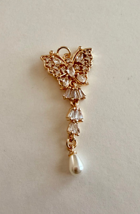 Dangle Pearl Butterfly Charm