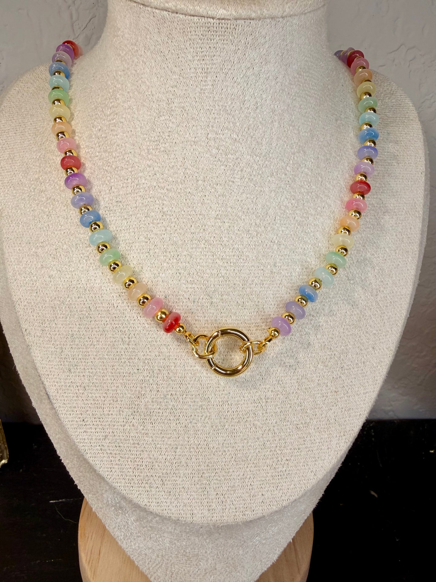 Donut Glass Bead Connecter Chain Necklace