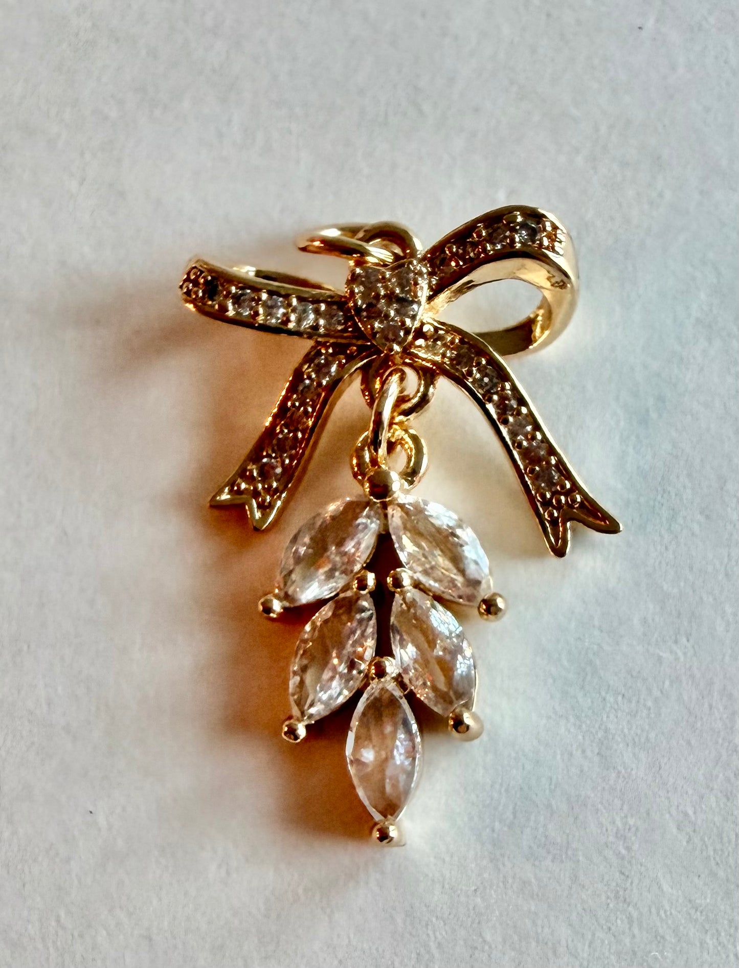 Bow Leaf Dangle Charm
