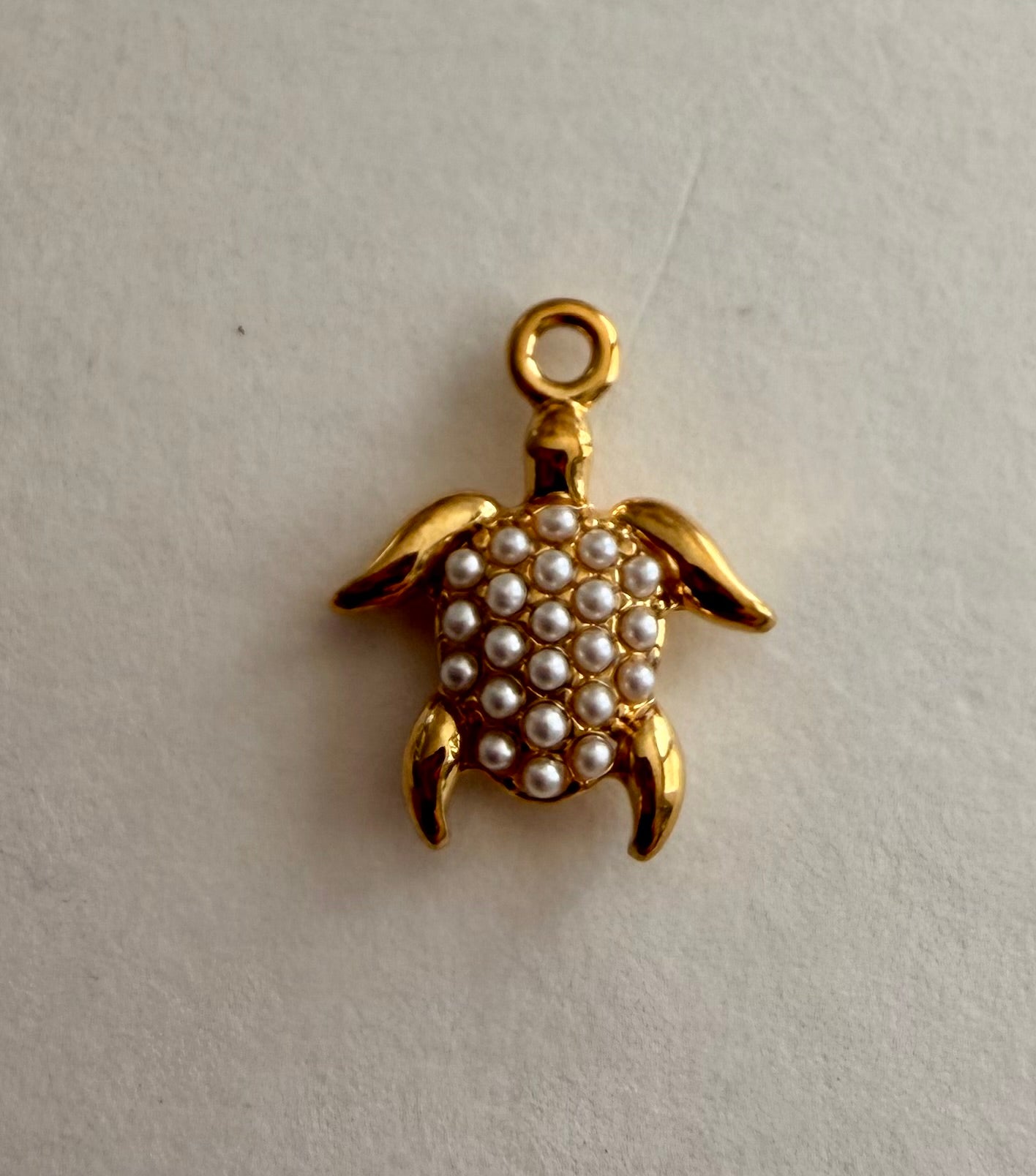 Mini Pearl Turtle Charm