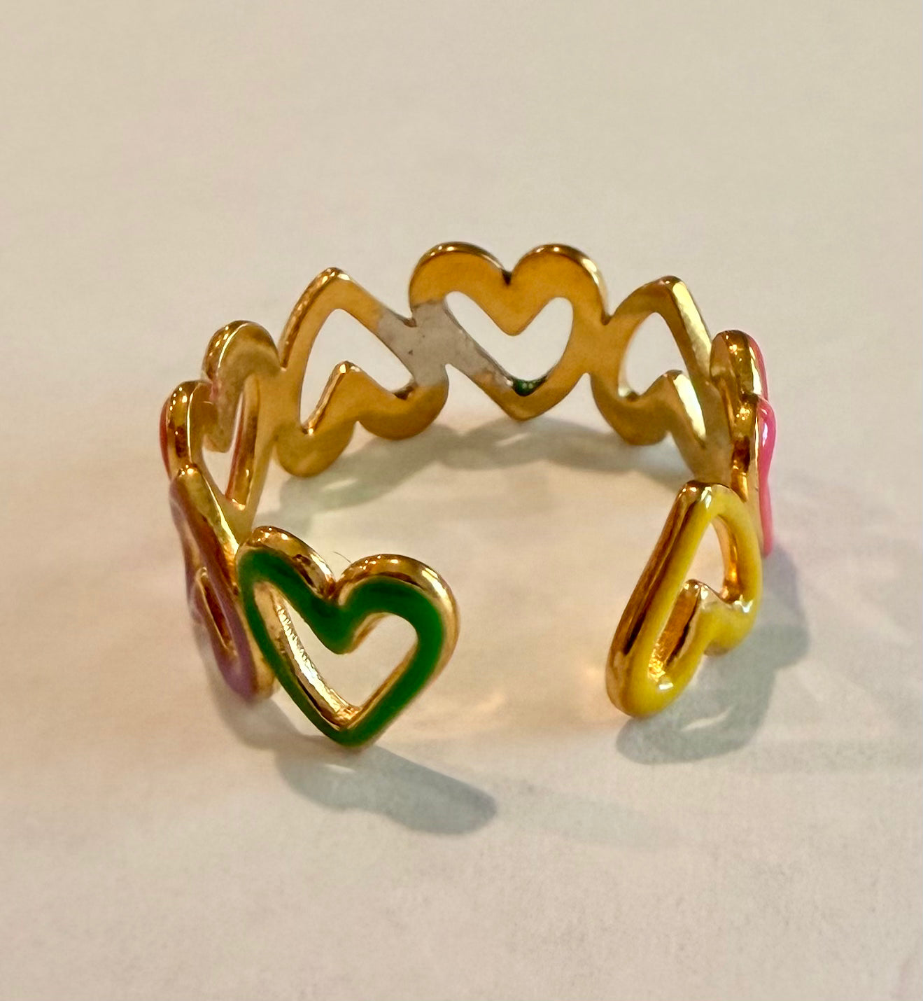 Colorful Connecting Hearts Ring