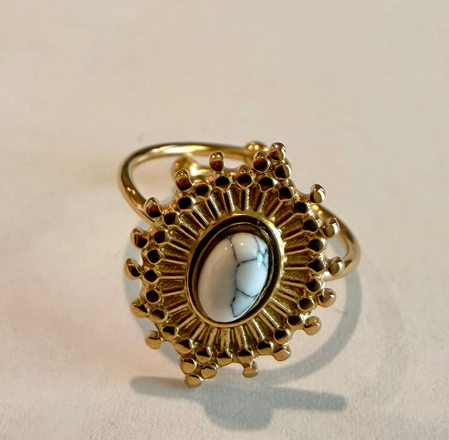 Oval Burst Crystal Ring