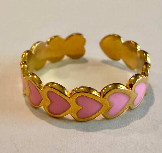 Pink Connecting Hearts Ring