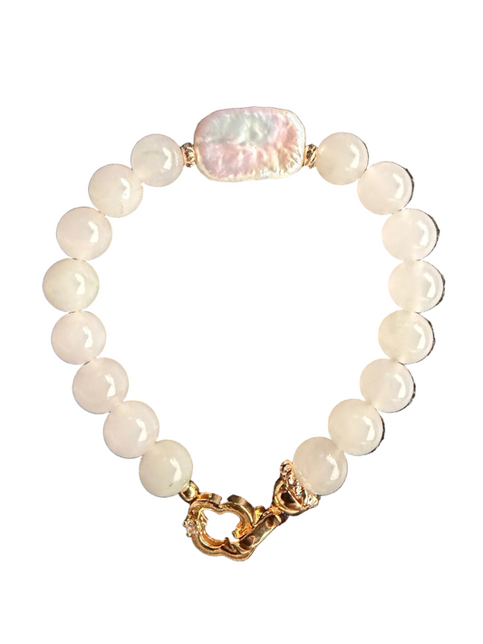 Meaningful Pearl Jade Clover Bracelet