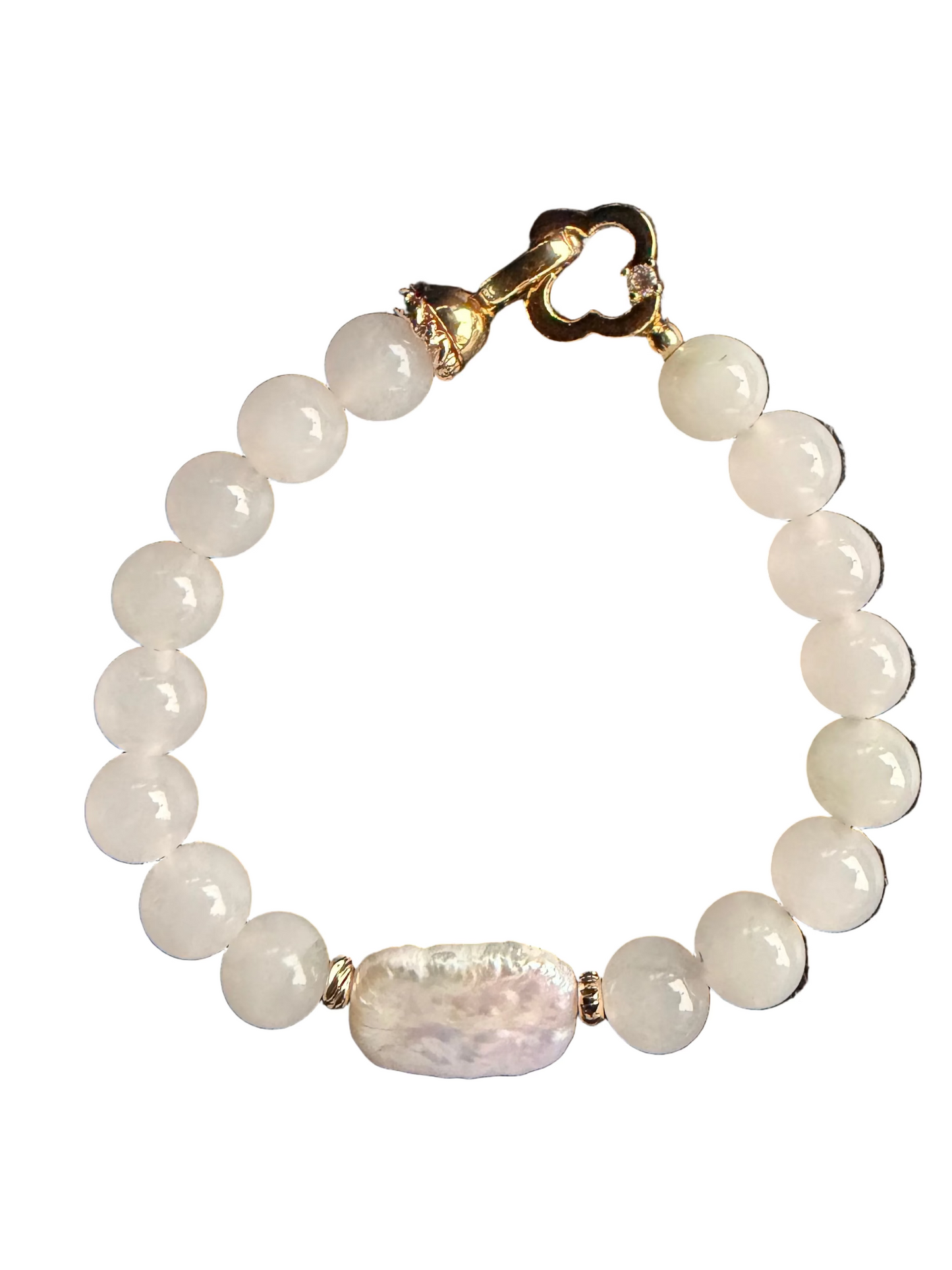 Meaningful Pearl Jade Clover Bracelet